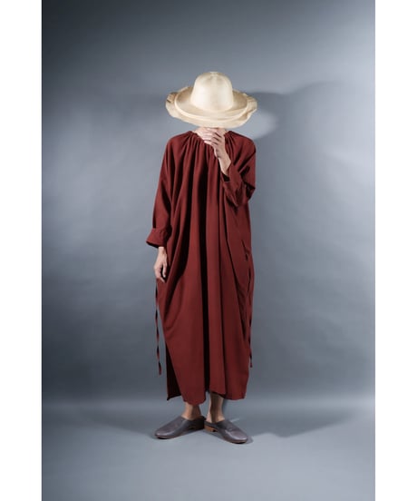 3.Drop / Dress / Silk Cotton Khadi / Brick brown