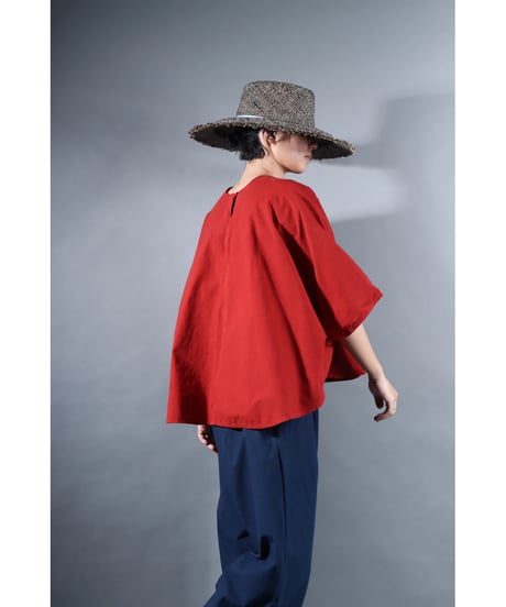 2.Ronda v-neck tops / sp / Organic cotton / Madder red