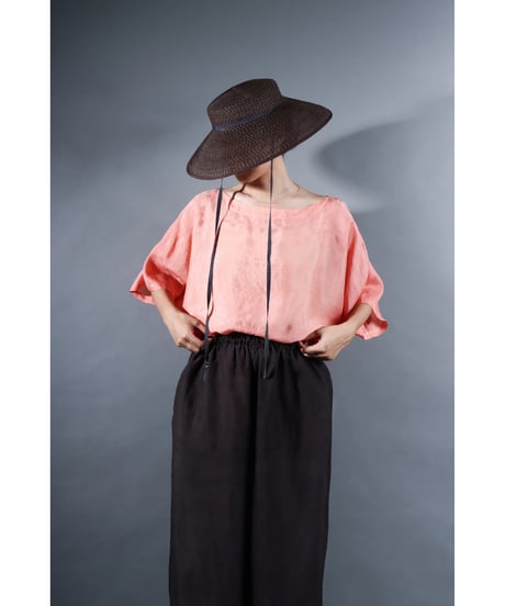 6.Karesante / slashed neck / Silk khadi / Peach pink