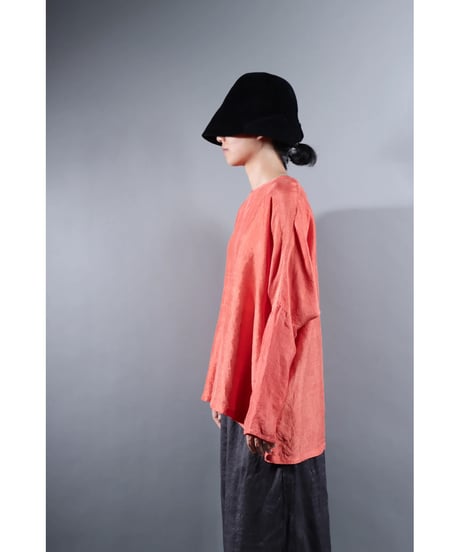 1.Fendo-Long sleeve tops/ Silk khadi / Sunset pink