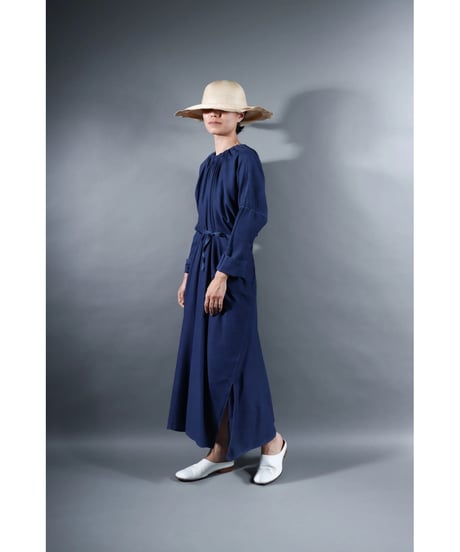 2.Drop / Dress / sp / Silk cotton Khadi / Evening blue