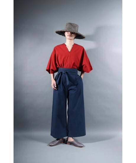 2.Hakama pants / sp / organic cotton typewriter / size1 / Iron blue