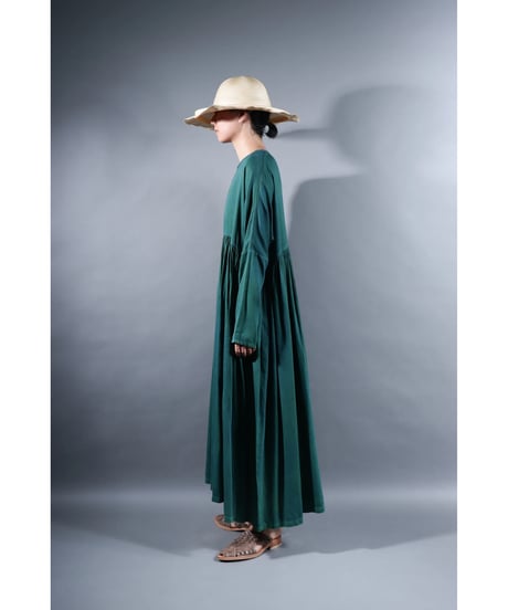 3.Kurteno-dress  / Long sleeve / Organic cotton satin / Sea green