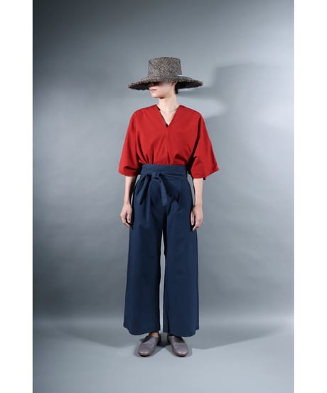 2.Hakama pants / sp / organic cotton typewriter / size1 / Iron blue