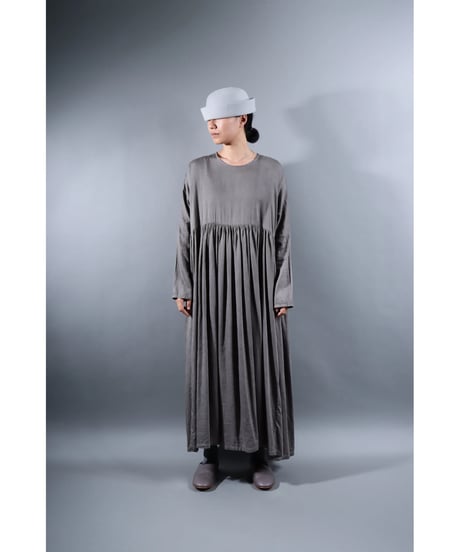 1.Kurteno-dress / Long sleeve / Organic cotton satin / Soft gray
