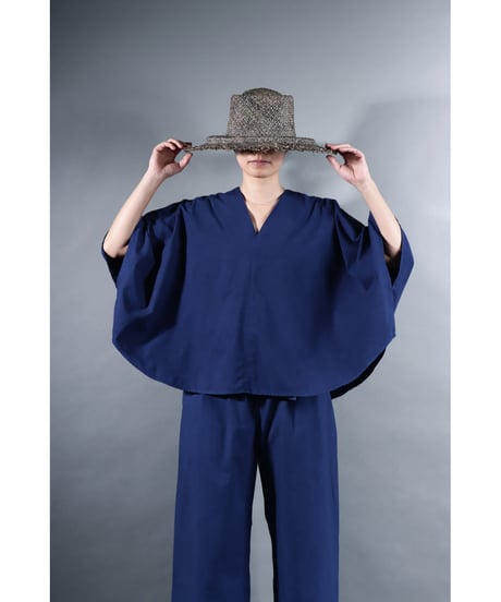 １.Ronda v-neck tops / sp / Organic cotton /  Ryukyu indigo