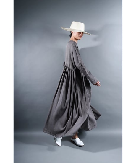1.Kurteno-dress / Long sleeve / Organic cotton satin / Warm gray