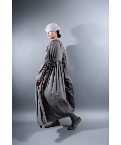 1.Kurteno-dress / Long sleeve / Organic cotton satin / Soft gray