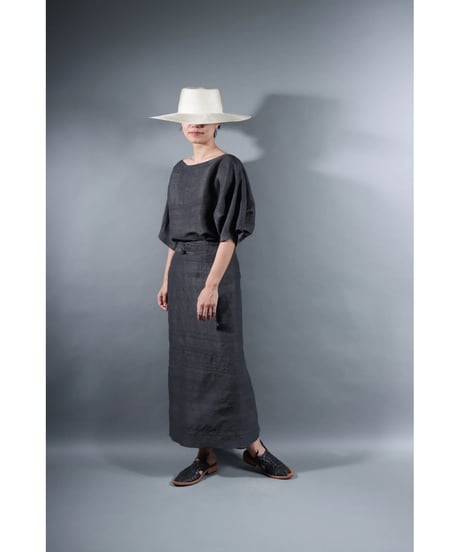 2.Tibetan skirt / Silk khadhi tusser / Charcoal gray