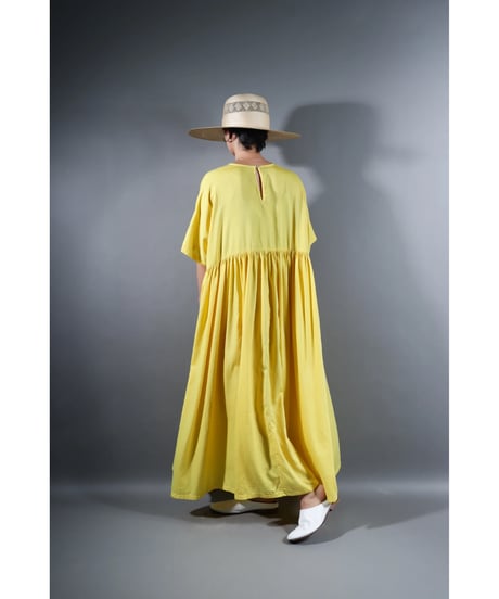 1.Kurteno-dress / Half sleeve / Organic cotton satin / Lemon yellow