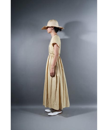 1.Lilith cap sleeve dress / Organic cotton satin  / Clove