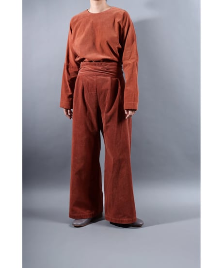 1.Hakama corduroy pants sp / organic cotton / size2 / Brick brown