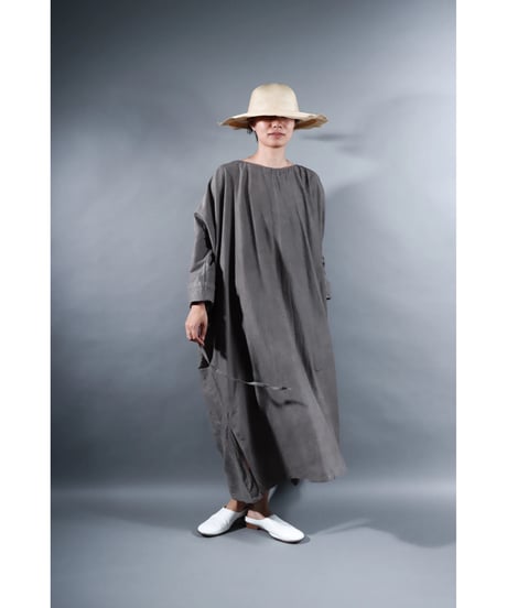4.Drop / Dress / Silk cotton Khadi / Light gray