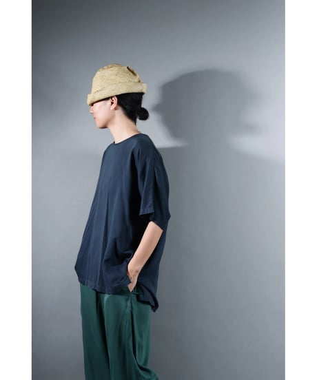 4.Fendo-Half sleeve tops / Organic cotton satin / Iron blue
