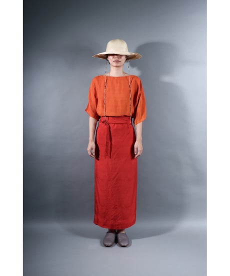 1.Tibetan skirt / Silk khadhi / Madder red