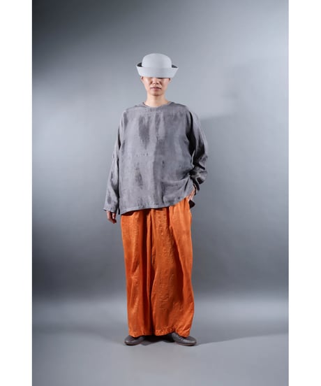 2.Fendo-Long sleeve tops/ Silk khadi / Metalic gray