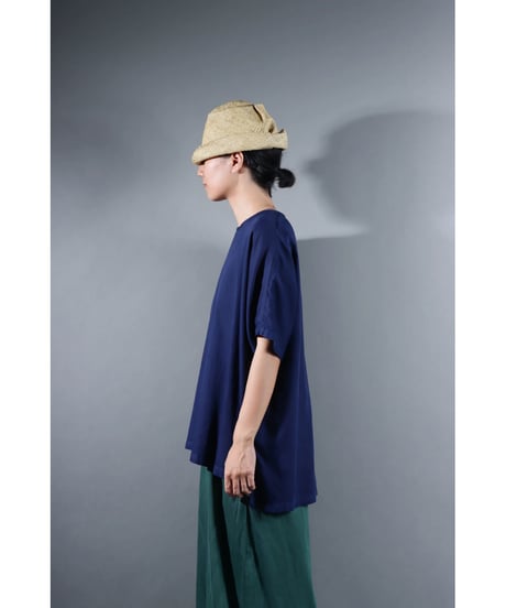 2.Fendo-Half sleeve tops / Organic cotton satin / Evening blue