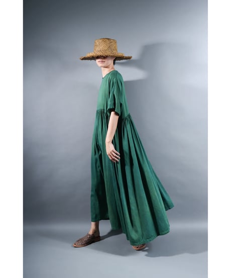 2.Kurteno-dress / Half sleeve / Organic cotton satin / Atoll green