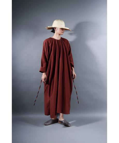 3.Drop / Dress / Silk Cotton Khadi / Brick brown