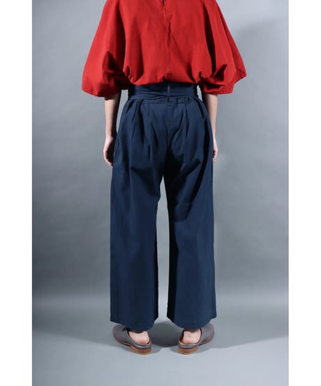 2.Hakama pants / sp / organic cotton typewriter / size1 / Iron blue