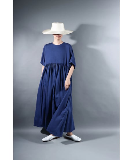 1.Kurteno-dress / sp / Half sleeve / Organic cotton satin / Evening blue