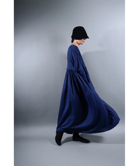 5.Kurteno-dress sp/ Long sleeve / Organic cotton satin / Midnight blue