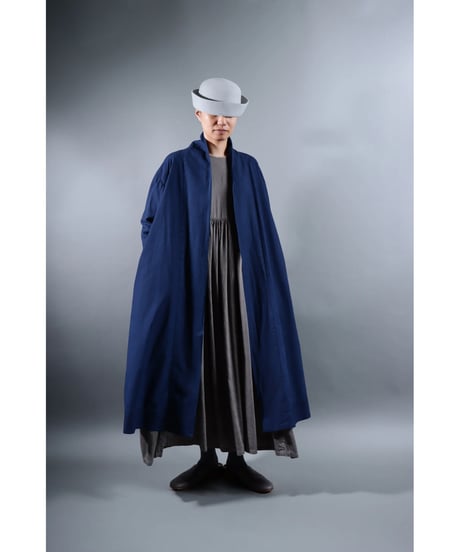 3.Robe coat sp / Organic cotton Typewriter / Size1 / Evening blue