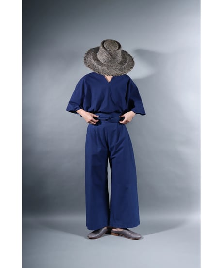 1.Hakama pants / sp / organic cotton typewriter / size1 / Evening blue