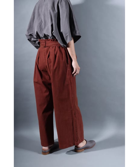 3.Hakama pants / sp / organic cotton typewriter / size1 / Rusty red brown