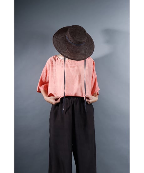 6.Karesante / slashed neck / Silk khadi / Peach pink