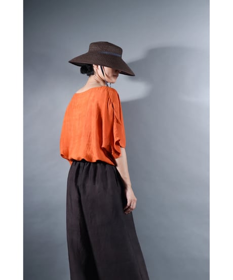 4.Karesante / slashed neck / Silk khadi / Tangerine Orange