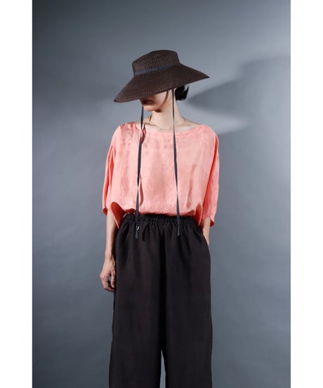 6.Karesante / slashed neck / Silk khadi / Peach pink