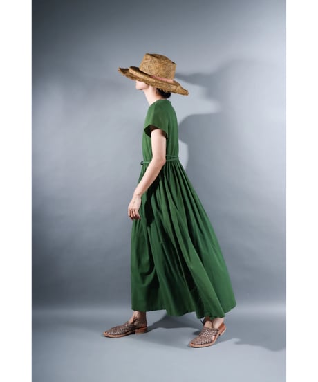 1.Lilith cap sleeve dress / sp / Organic cotton lawn /  Forest green