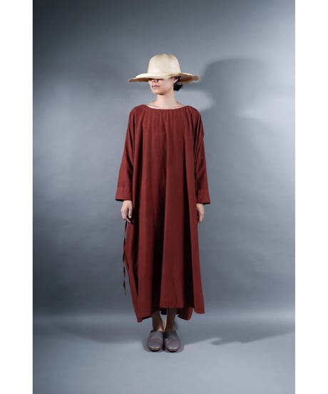 3.Drop / Dress / Silk Cotton Khadi / Brick brown