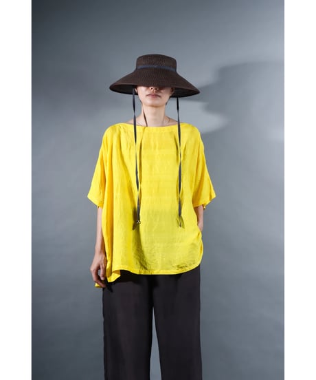 1.Karesante / slashed neck / Silk khadi / Shiny yellow