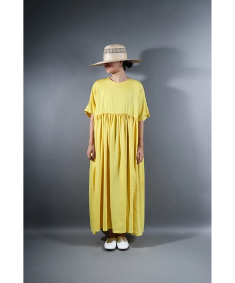 1.Kurteno-dress / Half sleeve / Organic cotton satin / Lemon yellow