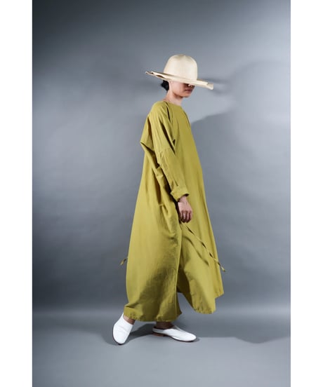 1.Drop / Dress / Silk cotton Khadi / Mustard yellow