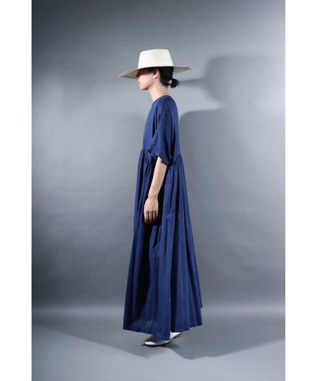 1.Kurteno-dress / sp / Half sleeve / Organic cotton satin / Evening blue