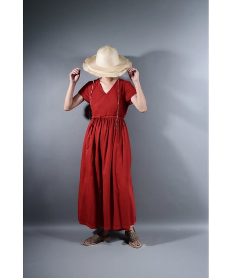 2.Lilith cap sleeve dress /sp/ Organic cotton satin  / Madder red