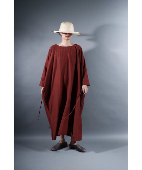 3.Drop / Dress / Silk Cotton Khadi / Brick brown