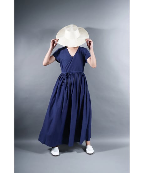 1.Lilith cap sleeve dress / sp / Cotton silk khadhi / Evening blue