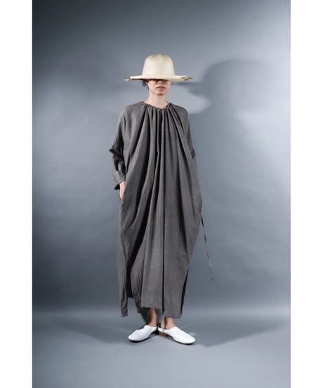 4.Drop / Dress / Silk cotton Khadi / Light gray