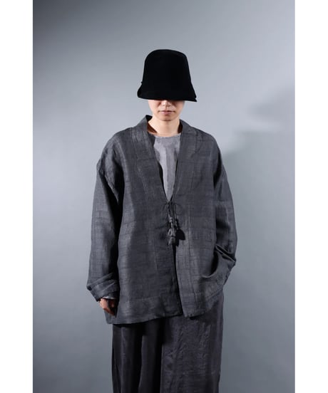 １.Haori tussar / Silk khadi / size 2 / Charcoal gray