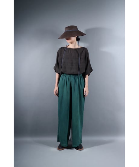 1.Lumo-pants / Organic cotton satin / Lake green