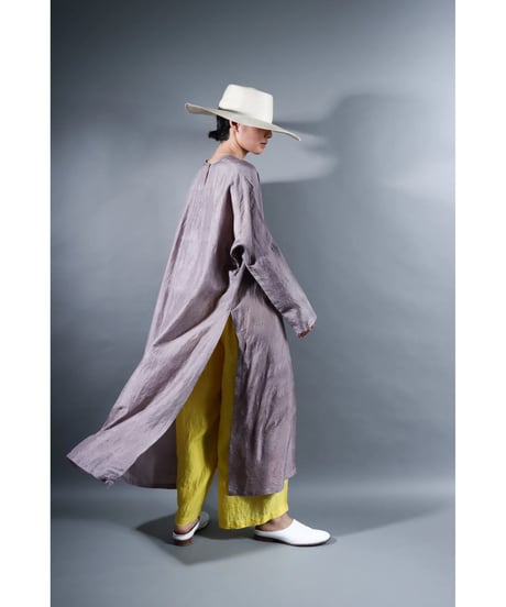 2. Slit dress / Long sleeve / Silk khadi / Pale purple gray
