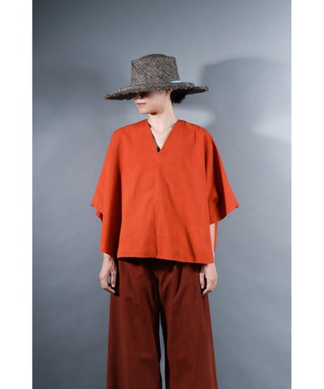 5.Ronda v-neck tops / Organic cotton / Burnt orange