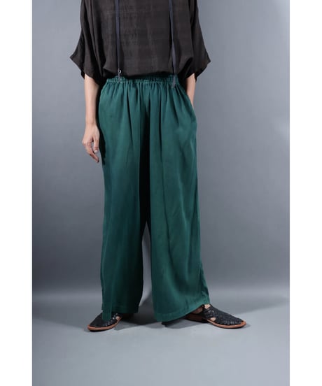 1.Lumo-pants / Organic cotton satin / Lake green