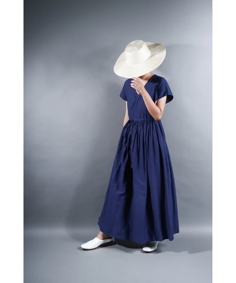 1.Lilith cap sleeve dress / sp / Cotton silk khadhi / Evening blue