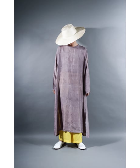 2. Slit dress / Long sleeve / Silk khadi / Pale purple gray