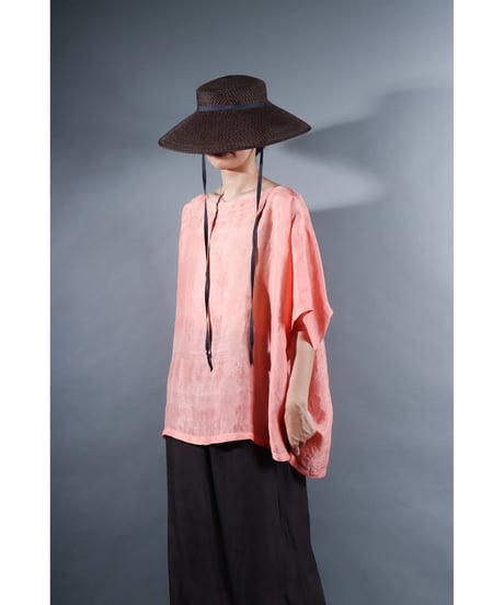 6.Karesante / slashed neck / Silk khadi / Peach pink